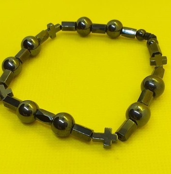 G50 BRANSOLETKA hematyt magnetyk różaniec 23cm 34g + opakowanie