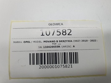 HLAVA 2.3 DCI MASTER III MOVANO B 110426655R