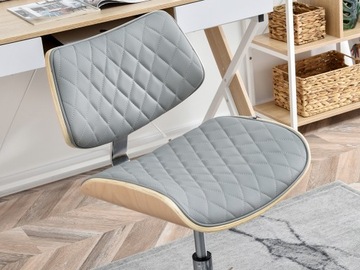 МАЛЕНЬКИЙ СТЕГАНЫЙ СТОЛ С АЛМАЗОМ BRUNO СЕРЫЙ ДУБ ЭКО КОЖА ХРОМ