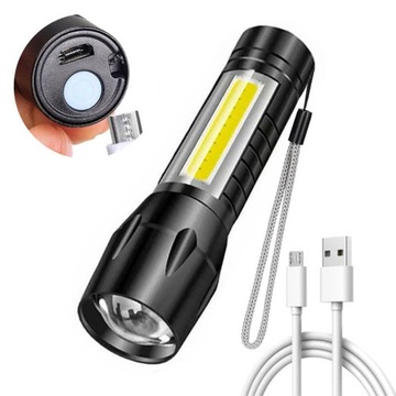 LATARKA TAKTYCZNA KIESZONKOWA MINI CREE COB USB