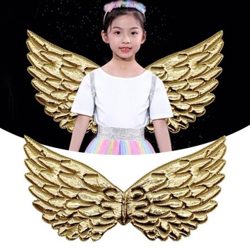 Детский нарядный костюм с крыльями ангела на свадьбу, золотой.