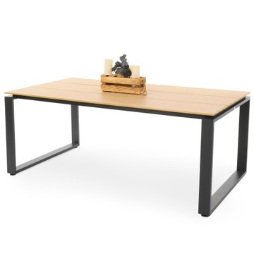 Duży stół ogrodowy aluminiowy 180x100cm z blatem polywood stolik 8 osobowy