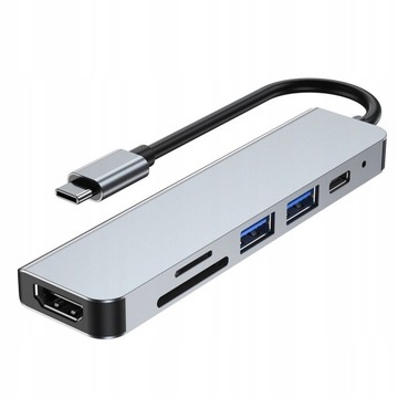 6w1 Hub adapter USB-C HDMI 4K SD MacBook Air Pro
