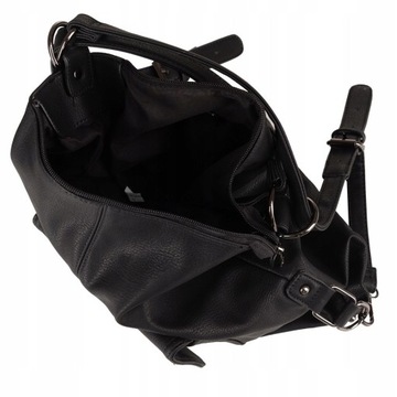 czarna skórzana torebka torba worek plecak 2w1