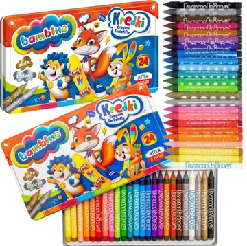 BAMBINO KREDKI ŚWIECOWE 24 KOL W METALOWYM PUDEŁKU
