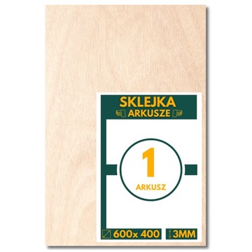 SKLEJKA 3MM DO LASERA KLASA 1/2 FORMATKA 60x40 CM BRZOZOWA