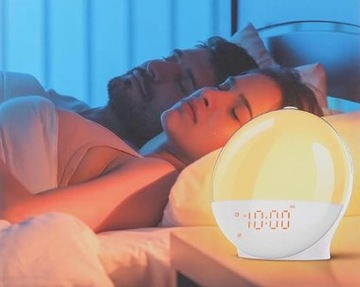 BUDZIK ŚWIETLNY LAMPA RGB RADIO FM NOCNA CYFROWE OBUDZENIE KOLORY DIOD LED