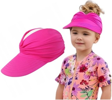 CZAPKA Z DASZKIEM DLA DZIEWCZYNKI OPASKA KAPELUSZ NA PLAŻĘ OTWOR NA KUCYK