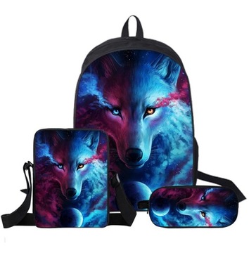 WILK 3D WOLF 3D ZESTAW PLECAK TORBA PIÓRNIK
