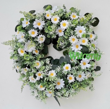 Весенний дверной венок DAISY цветочный 40 см ДОБРО ПОЖАЛОВАТЬ