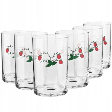 Szklanki do herbaty Poziomka PRL KROSNO 6x250ml