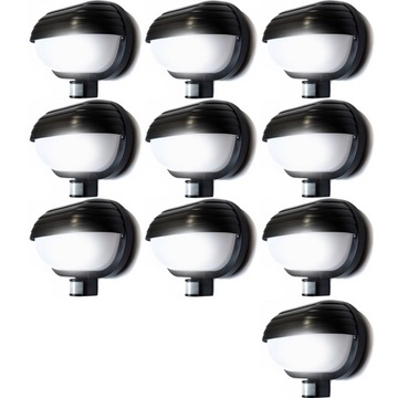 10x CZARNA LAMPA LAMPKA LED ELEWACYJNA ŚCIENNA ZEWNĘTRZNA OPRAWA E27 CZUJKA