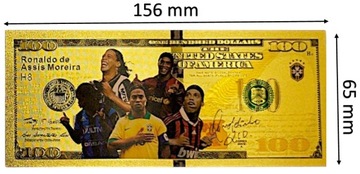 РОНАЛДИНЬО, красивая позолоченная коллекционная банкнота из ПВХ, ПОДАРОК ​​ДЛЯ ФАНАТЕЛЯ