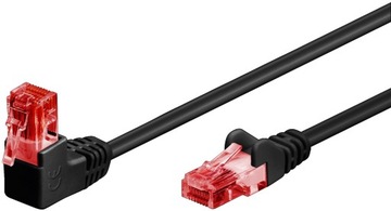 Kabel sieciowy LAN CAT 6 1x 90° U/UTP czarny 0.5 m