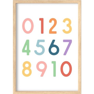 PLAKAT 30x40 EDUKACYJNY CYFRY LICZBY KOLEJNOŚĆ KOLOROWY TABLICA PRZEDSZKOLE