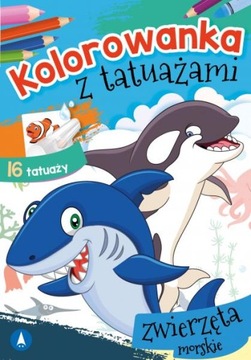 KOLOROWANKA Z TATUAŻAMI ZWIERZĘTA MORSKIE TATUAŻE