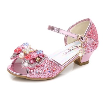 BUTY SANDAŁKI KSIĘŻNICZKI NA OBCASIE różowy