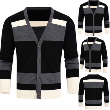 Oversized Sweater Color Block Sweaters Button Card
