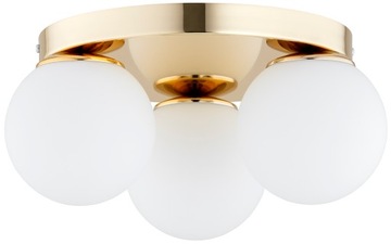 Złota Lampa Wisząca Sufitowa Żyrandol Białe Kule Milo LED E27