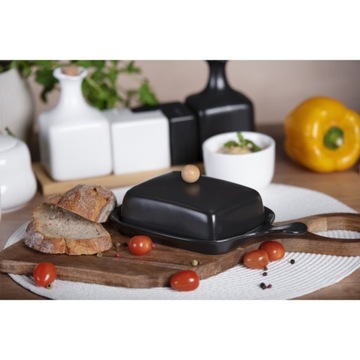 МАСЛЕНКА ЧЕРНАЯ МАСЛЕНКА С КРЫШКОЙ С РУЧКОЙ КОНТЕЙНЕР + НОЖ ДЛЯ МАСЛА