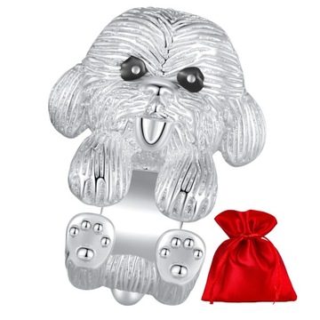 G813 Mały biały piesek srebrny charms koralik beads