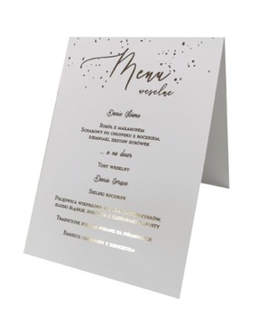 Menu Weselne Złocone Glamour Stojące