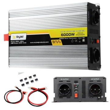 SKYLED PRZETWORNICA 6000W PEŁNY SINUS 12V 230V USB