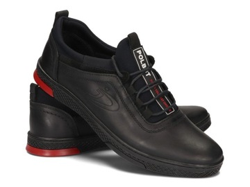 Buty Męskie Półbuty Skórzane Casual Czarne Skóra K-24 Rozmiar 46