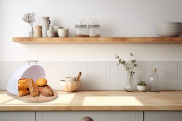 ХЛЕБОПЕЧКА С КУРКУМОЙ - ПЛАСТИКОВАЯ ДЕРЕВЯННАЯ БЕЛАЯ 37,7X26,5X19,5 см