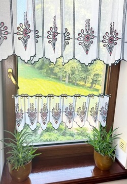 Firanka Góralska Folk Kuchnia Biała Zazdrostka Haft Parzenica wysokość 30