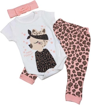 KOMPLET BAWEŁNIANY BODY KRÓTKI RĘKAW OPASKA R.68