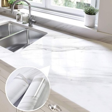 МЕБЕЛЬНЫЙ ШПОН САМОКЛЕЯЩИЙСЯ БЕЛАЯ ГЛЯНЦЕВАЯ ФОЛЬГА ДЛЯ МЕБЕЛЬНОЙ СТОЛЕШНИЦЫ 5М Х 60СМ