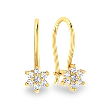 СЕРЬГИ ЦВЕТКИ С РУБИНОВЫМ САПФИРОМ, ЗОЛОТО 585 ПРОБЫ