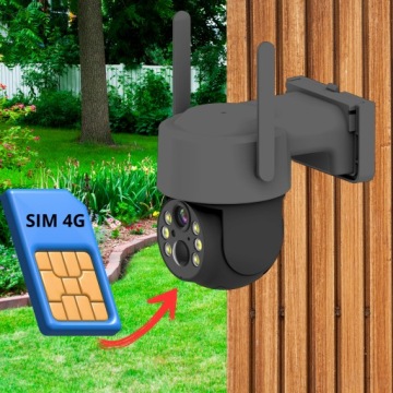 Наружная вращающаяся солнечная камера GSM 3G 4G SIM 4MPx FULL HD 2K РАБОТАЕТ ОТ БАТАРЕИ