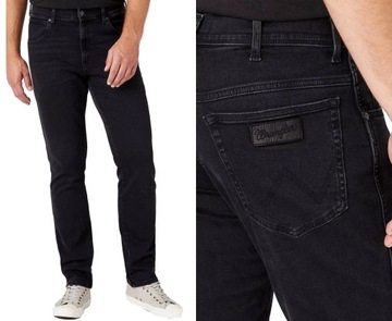 WRANGLER Texas duże czarne męskie podnie jeans czarne W42 L32