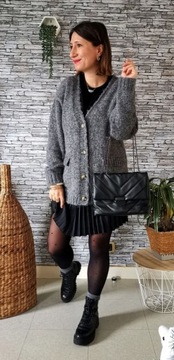 Sweter Zara m 38 kardigan grafit szary