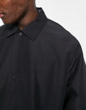 Asos Design NG3 bwn długi czarny płaszcz oversize zatrzaski M