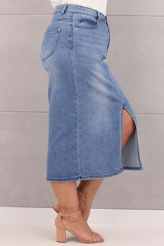 ЭЛЕГАНТНАЯ ДЖИНСОВАЯ ЮБКА С ПРОРЕЗЬЮ, БОЛЬШИЕ РАЗМЕРЫ ЗА КОЛЕНОМ, ЭЛЕГАНТНАЯ ЮБКА-КАРАНДАШ