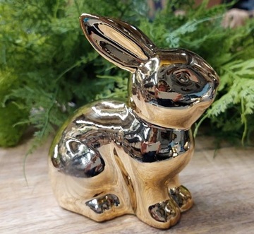 Figurka zając złoty Wielkanoc 9 cm