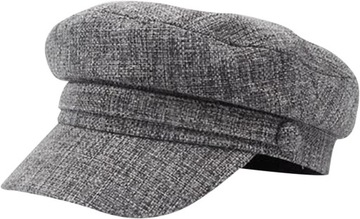 Bawełniana lniana granatowa czapka damska uniwersalna brytyjska beret