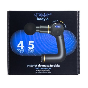 VITAMMY body 6 czarny Pistolet do masażu ciała masażer, lekki i bezpieczny