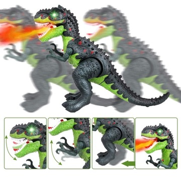 БОЛЬШОЙ РОБОТ Т-РЕКС, УПРАВЛЯЕМЫЙ ДИНОЗАВРОМ, ОТКЛАДЫВАЕТ ЯЙЦА, ХОДИТ, ПАР РЕВЕТ, ГОРИТ СВЕТОДИОД