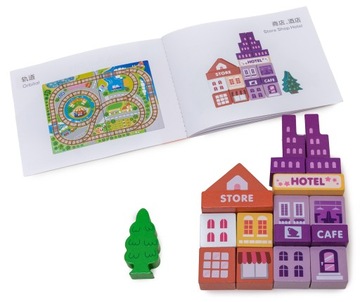 ОГРОМНЫЙ ДЕРЕВЯННЫЙ ЭЛЕКТРОПОЕЗД ПУТЬ ПОЕЗД АВТОМОБИЛЬ ДОРОЖНЫЕ БЛОКИ ГОРОД