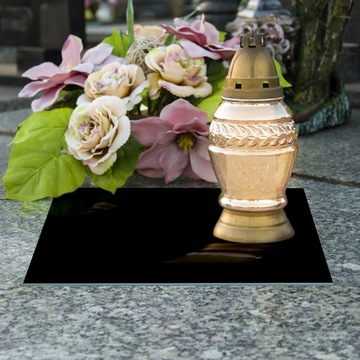SZKLANA PODSTAWKA POD ZNICZE 40x30cm Czerń 486b