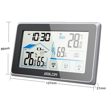 БЕСПРОВОДНАЯ ПОГОДНАЯ СТАНЦИЯ-ГИГРОМЕТР ЧАСЫ С ДИСПЛЕЕМ + ДАТЧИК