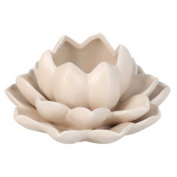 ŚWIECZNIK KWIAT LOTOSU BEŻOWY PORCELANOWY 12,5 x 13 x 6,5 CM NA TEALIGHT