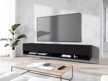 Szafka RTV Lowboard A 180cm Czarny Grafit / Jodełka MDF