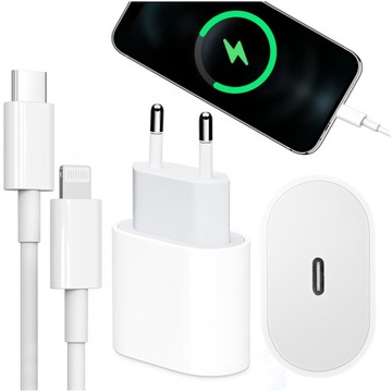 SZYBKA ŁADOWARKA 20W + KABEL 1M DO IPHONE KOSTKA / TYP USB-C LIGHTING usb c