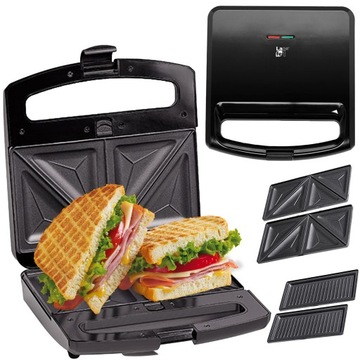 OPIEKACZ DO KANAPEK TOSTER SANDWICH PANINI GRILL ELEKTRYCZNY GOFROWNICA 3w1