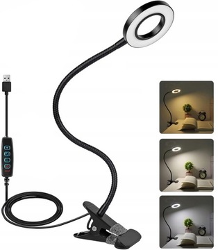 Настольная лампа LED Ring USB, 3 цвета, с зажимом SuperLED